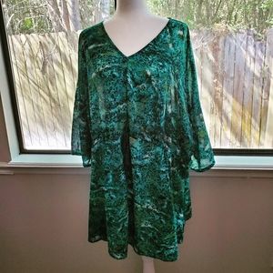 ellos green/turquoise sheer tunic - size 3X